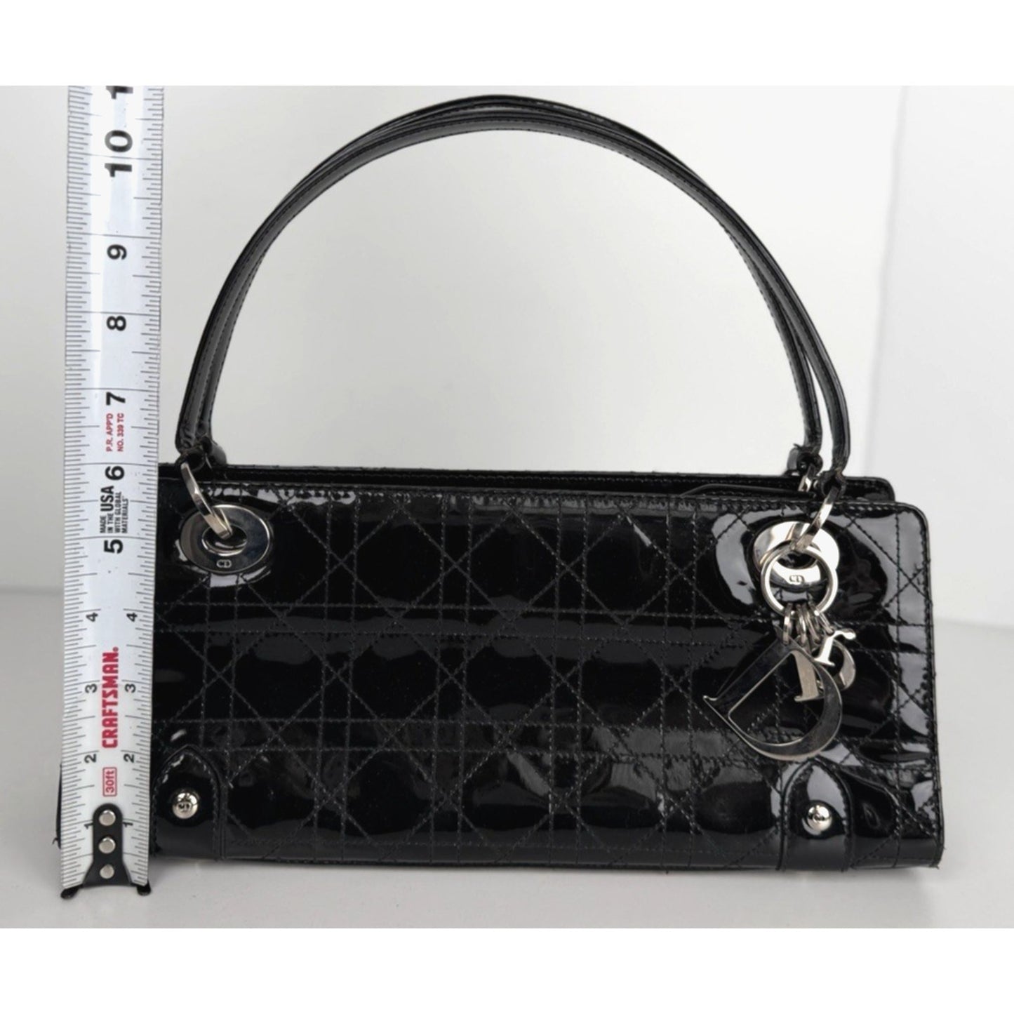 Christian Dior East-West Lady Dior Cannage Shoulder Bag 2005 Black Leather S09