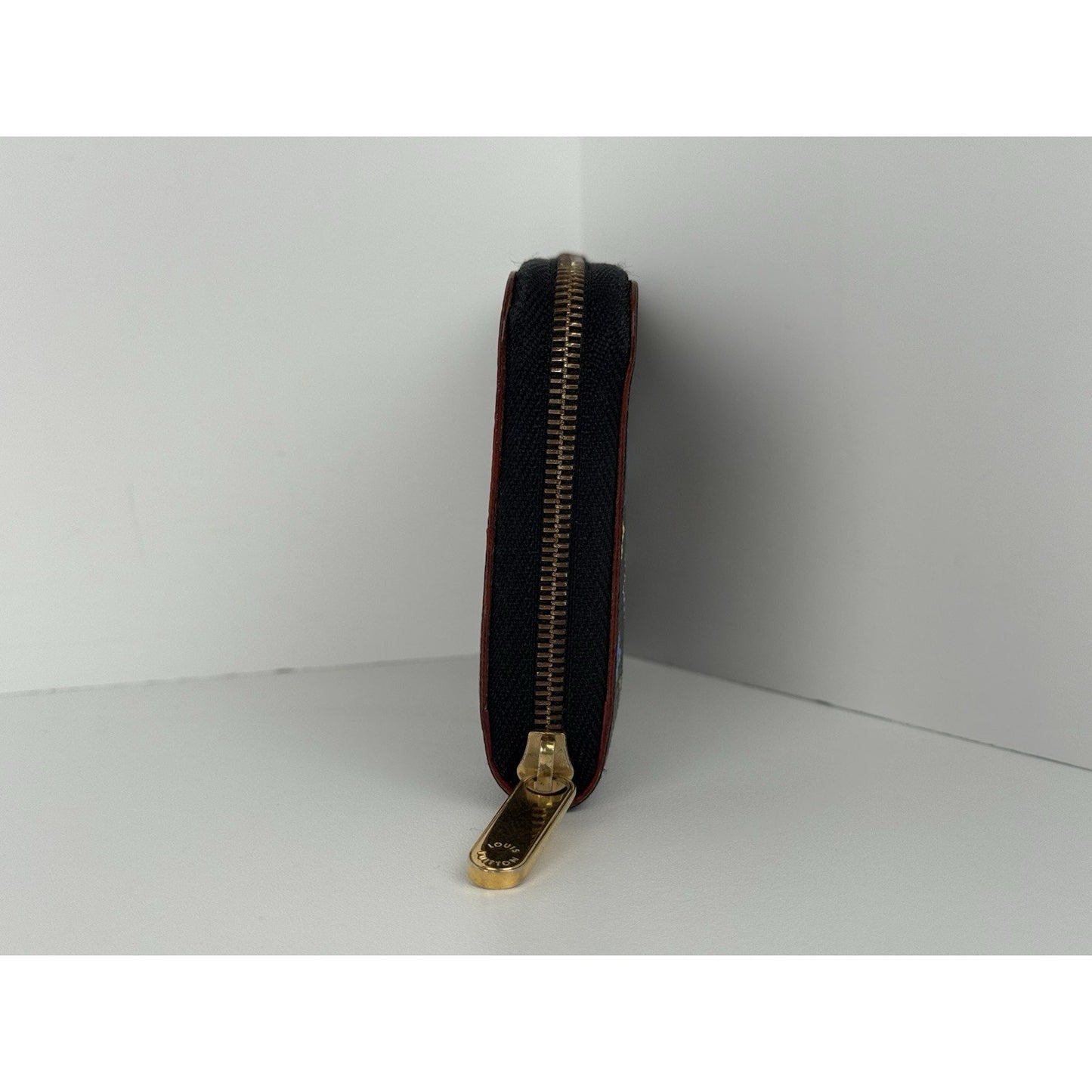 Louis Vuitton Multicolor Zippy Coin Purse Wallet Black with Gold Hardware
