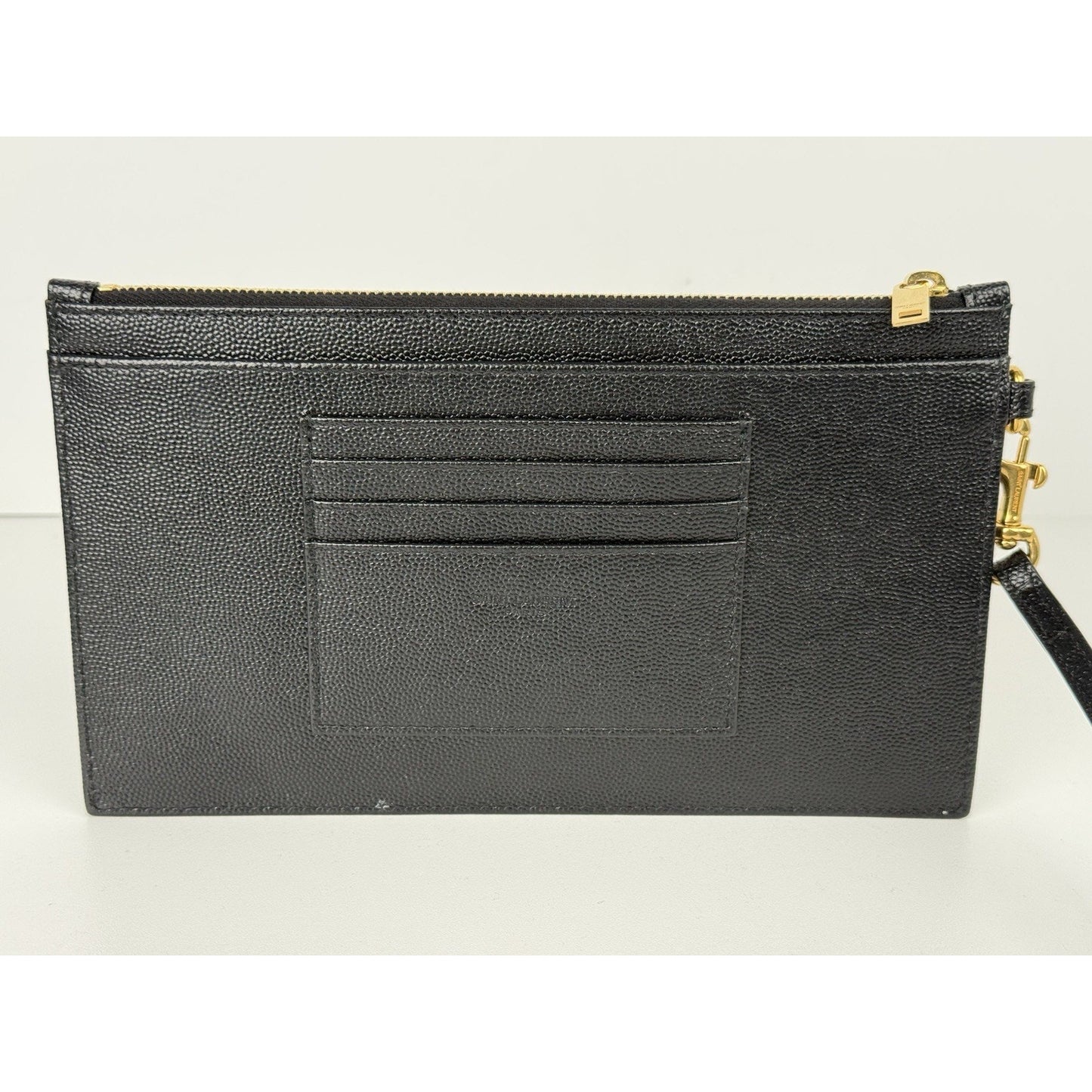 Saint Laurent Quilted Monogram Mini Strap Clutch Black with Gold Hardware