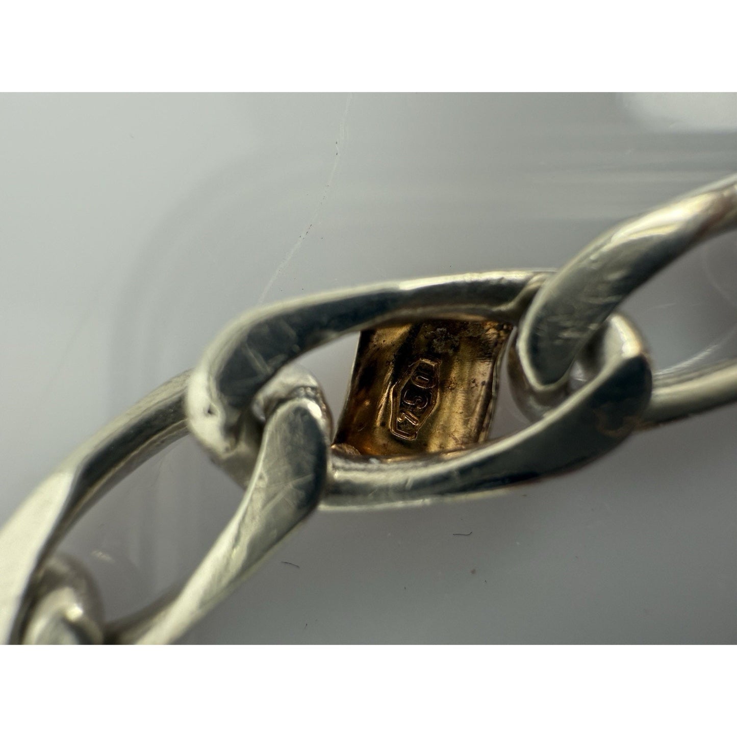 Tiffany & Co. Two Tone 18K Yellow Gold & Sterling Silver Cuban Link Bracelet 7.5