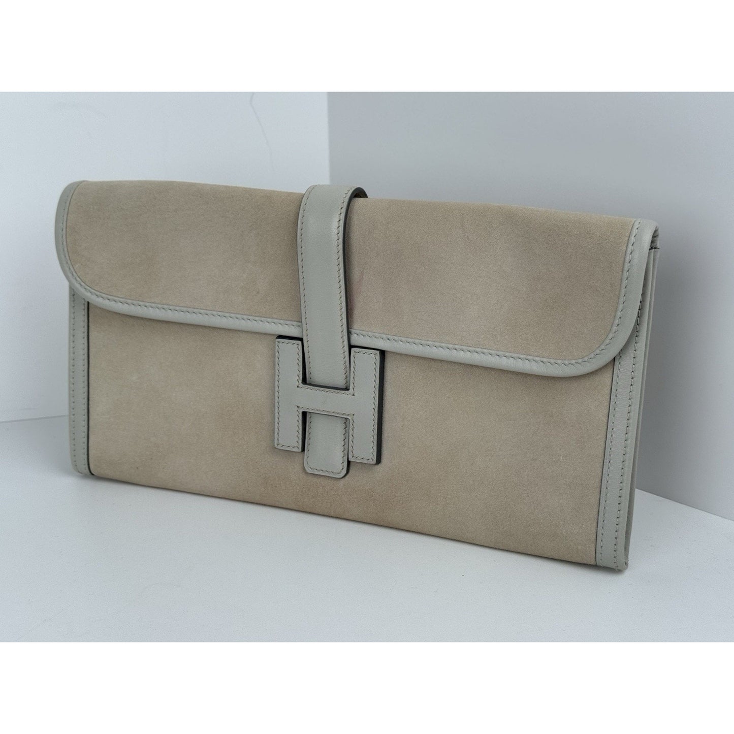 Hermes Jige Elan Clutch Swift 29 Beige Leather