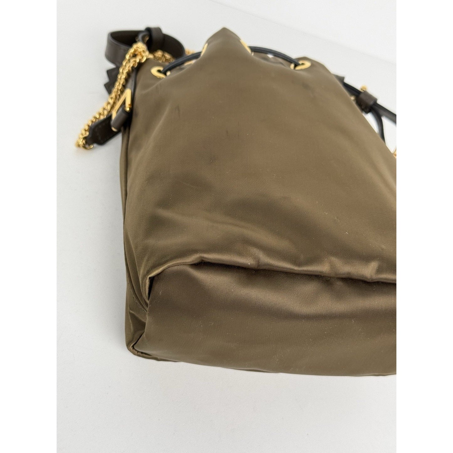 Tom Ford Small Disco Bucket Bag Nylon Khaki Green with Gold Hardware