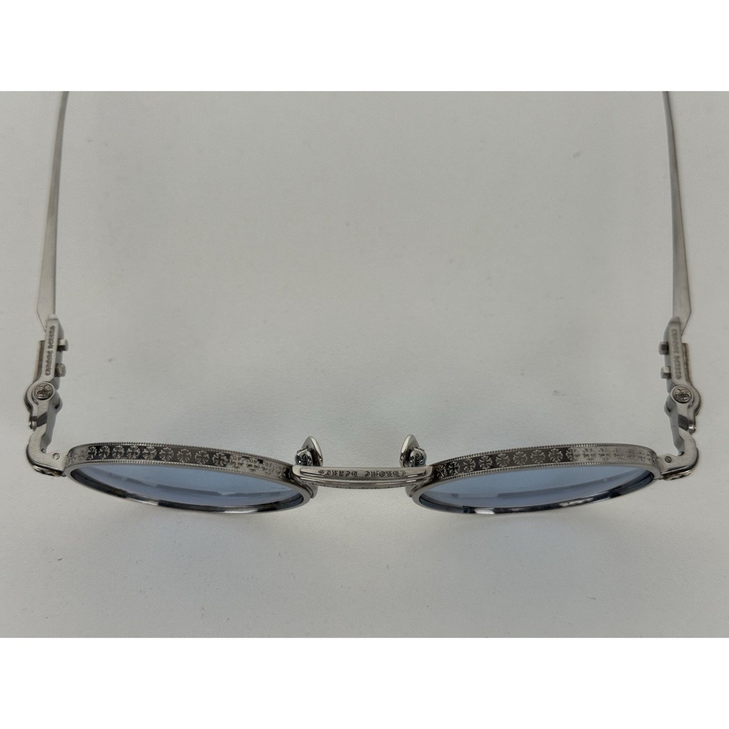 CHROME HEARTS Honey Dipped Sterling Silver Oval Blue Sunglasses