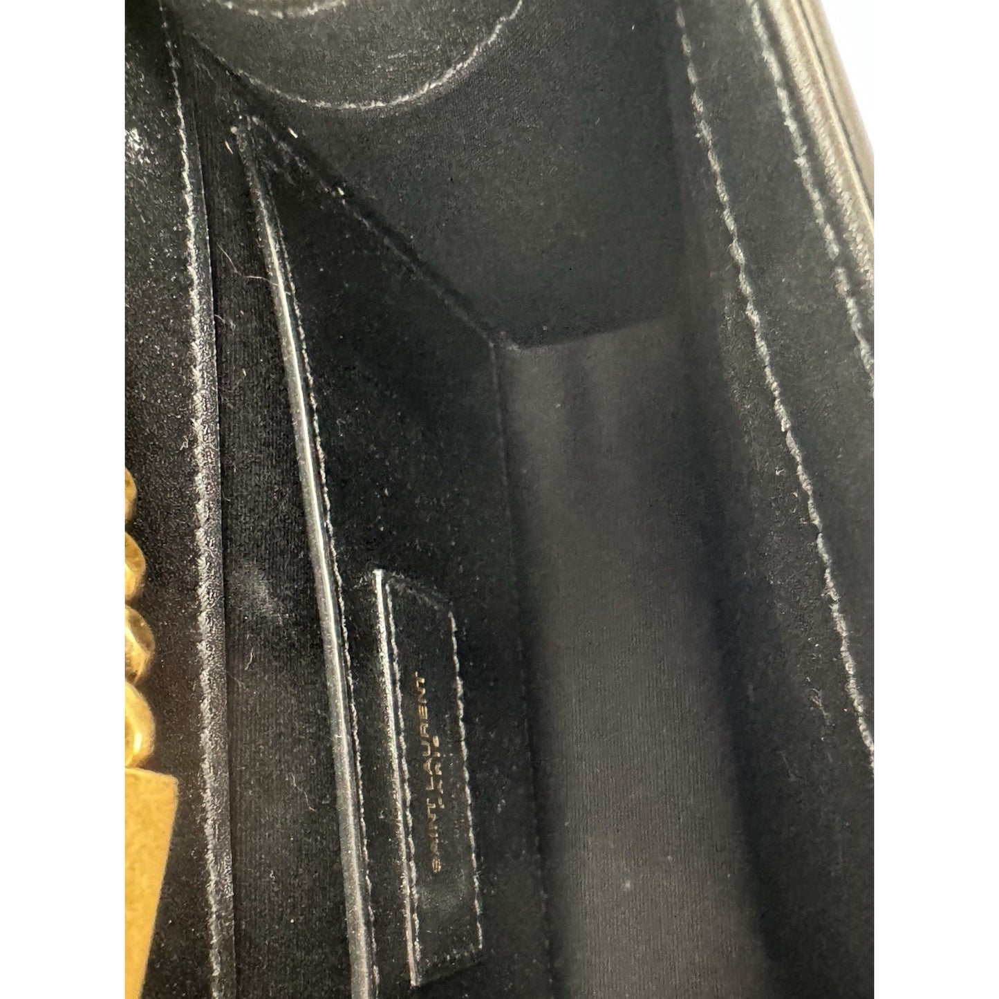 Saint Laurent Kate Small Black and White Chain Bag with Gold Hardware