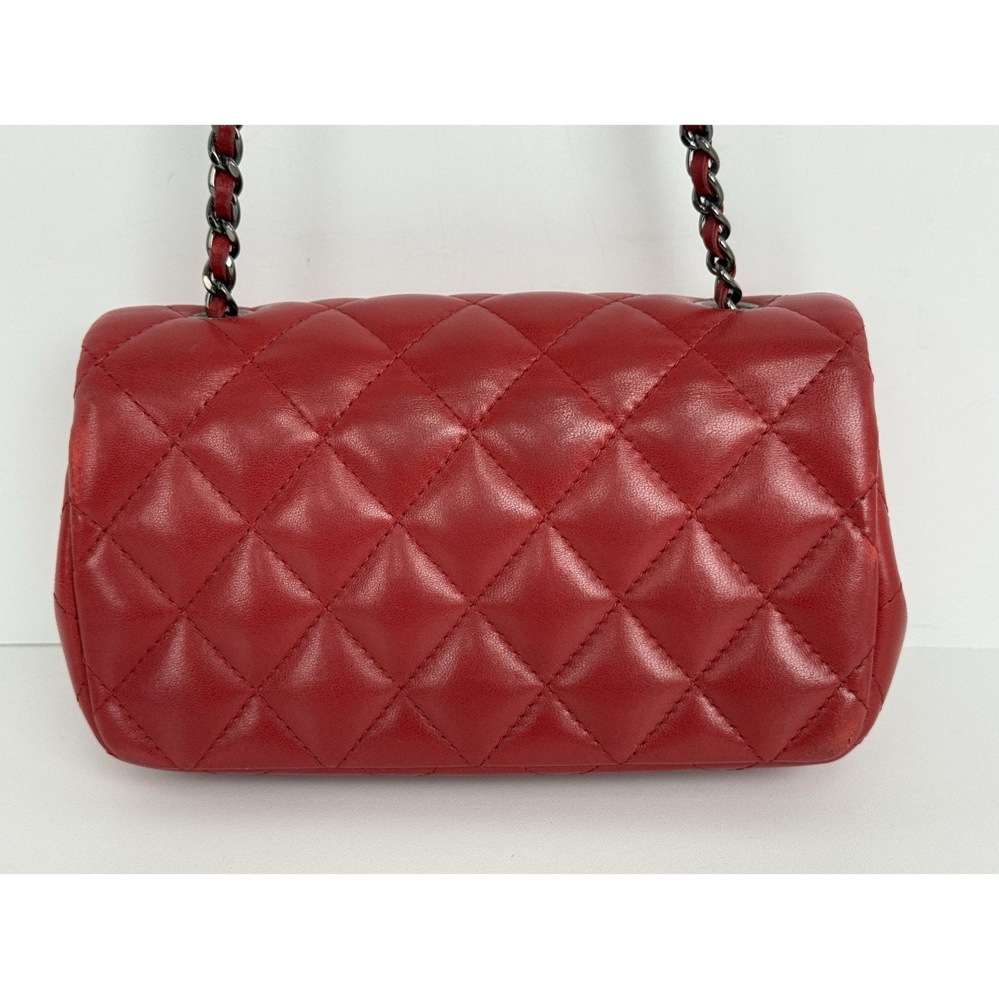 Chanel Classic Timeless Leather Crossbody Bag Red with Silver Hardware
