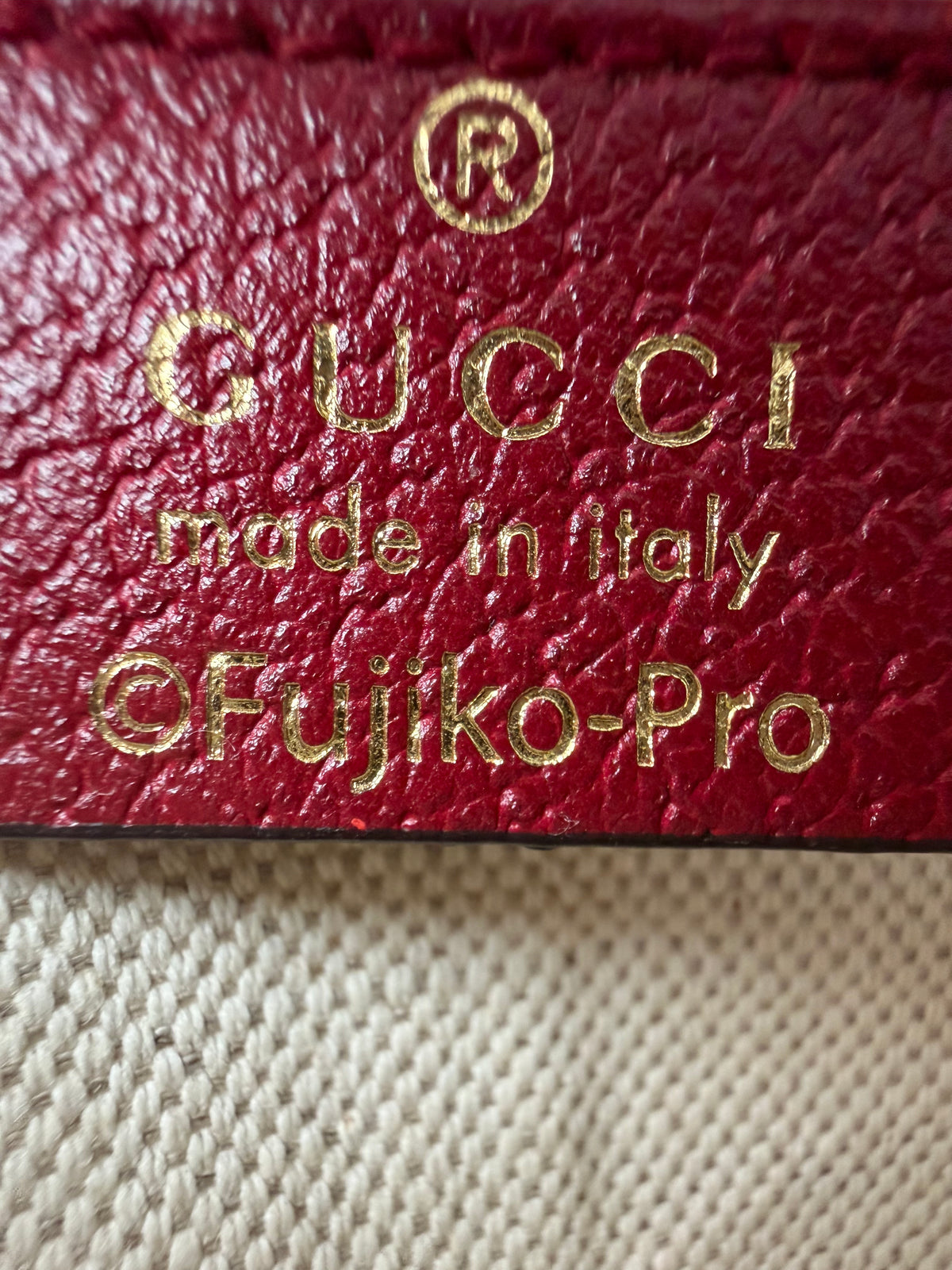 Gucci X Doraemon Mini Round Shoulder Bag in Brown Canvas & Red Leather YS23