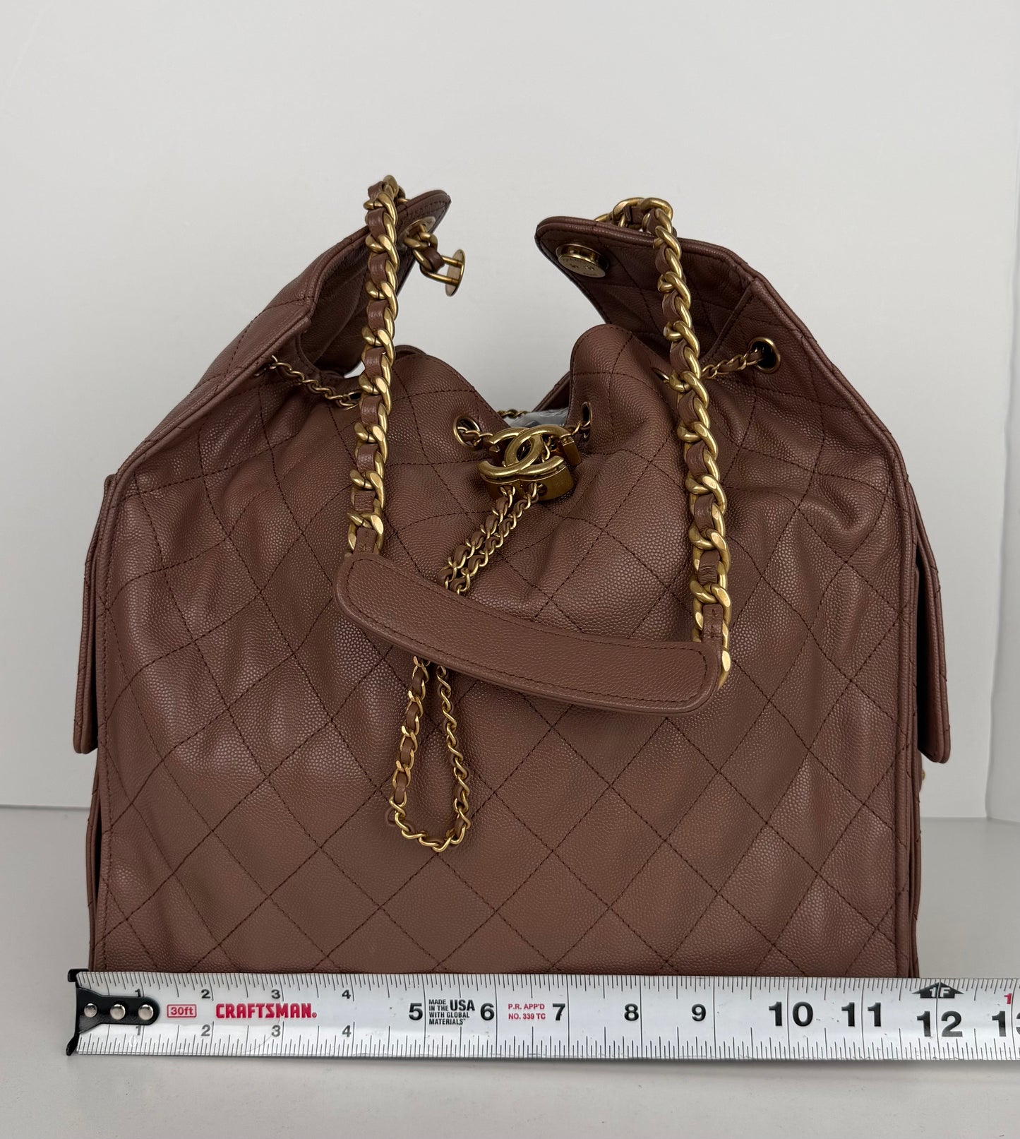 Chanel 25 Medium Hobo Bag Brown Caviar Leather 2026