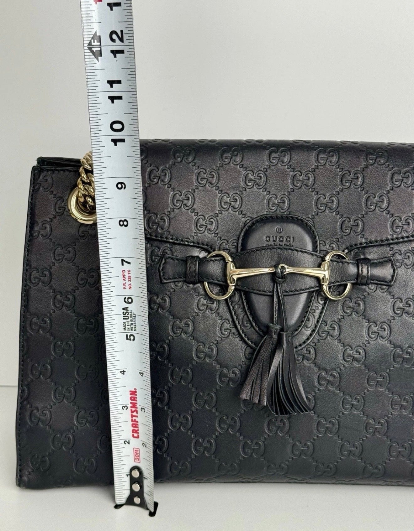 Gucci Emily Chain Shoulder Bag in Black Guccissima Leather C-8
