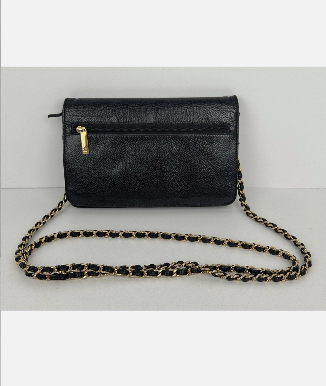 Chanel CC Caviar Leather Black Gold-Tone Chain Crossbody Bag