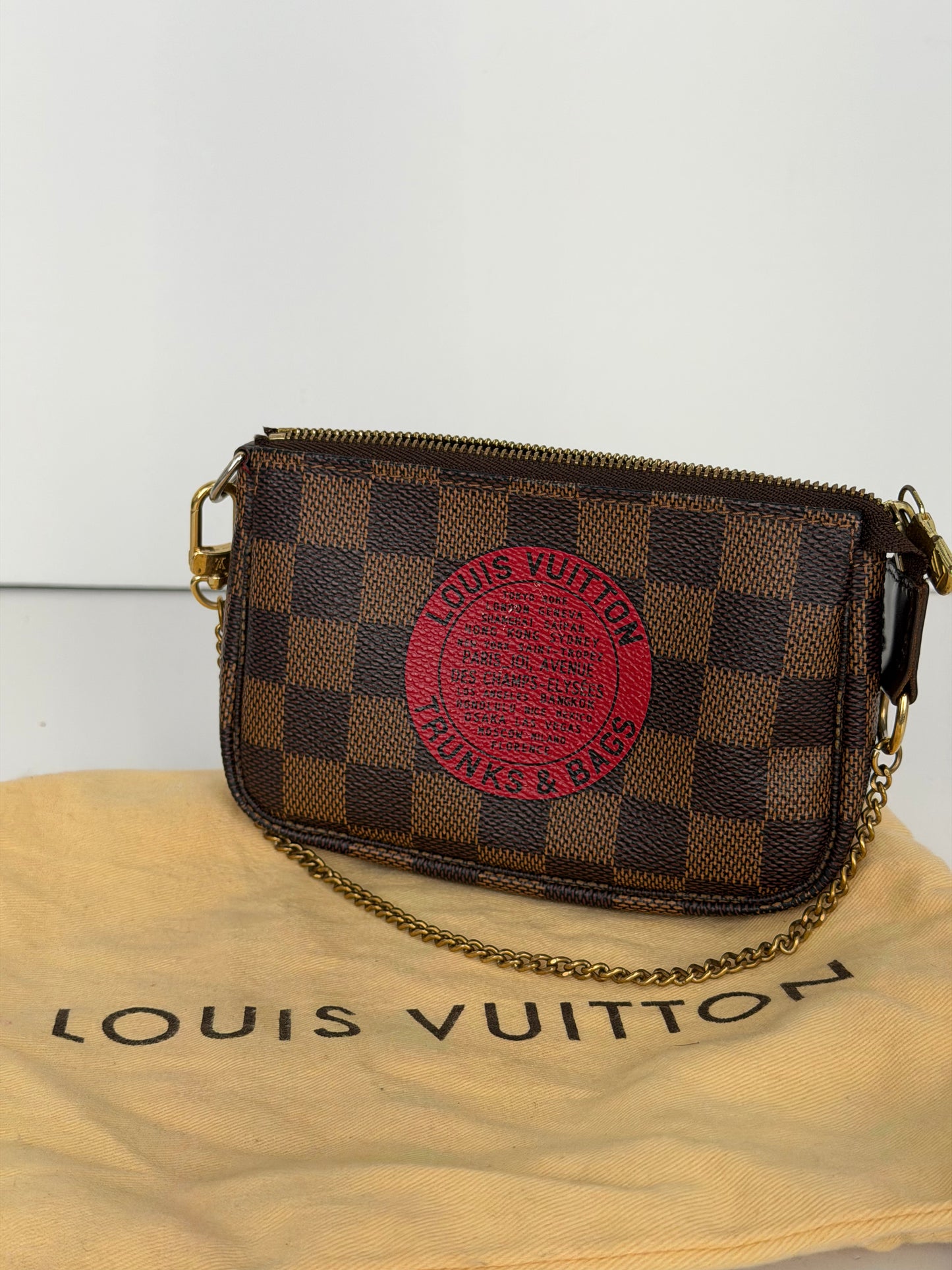 Louis Vuitton Damier Ebene Complice Trunks & Bags Mini Pochette Accessoires Red 2009 YLV