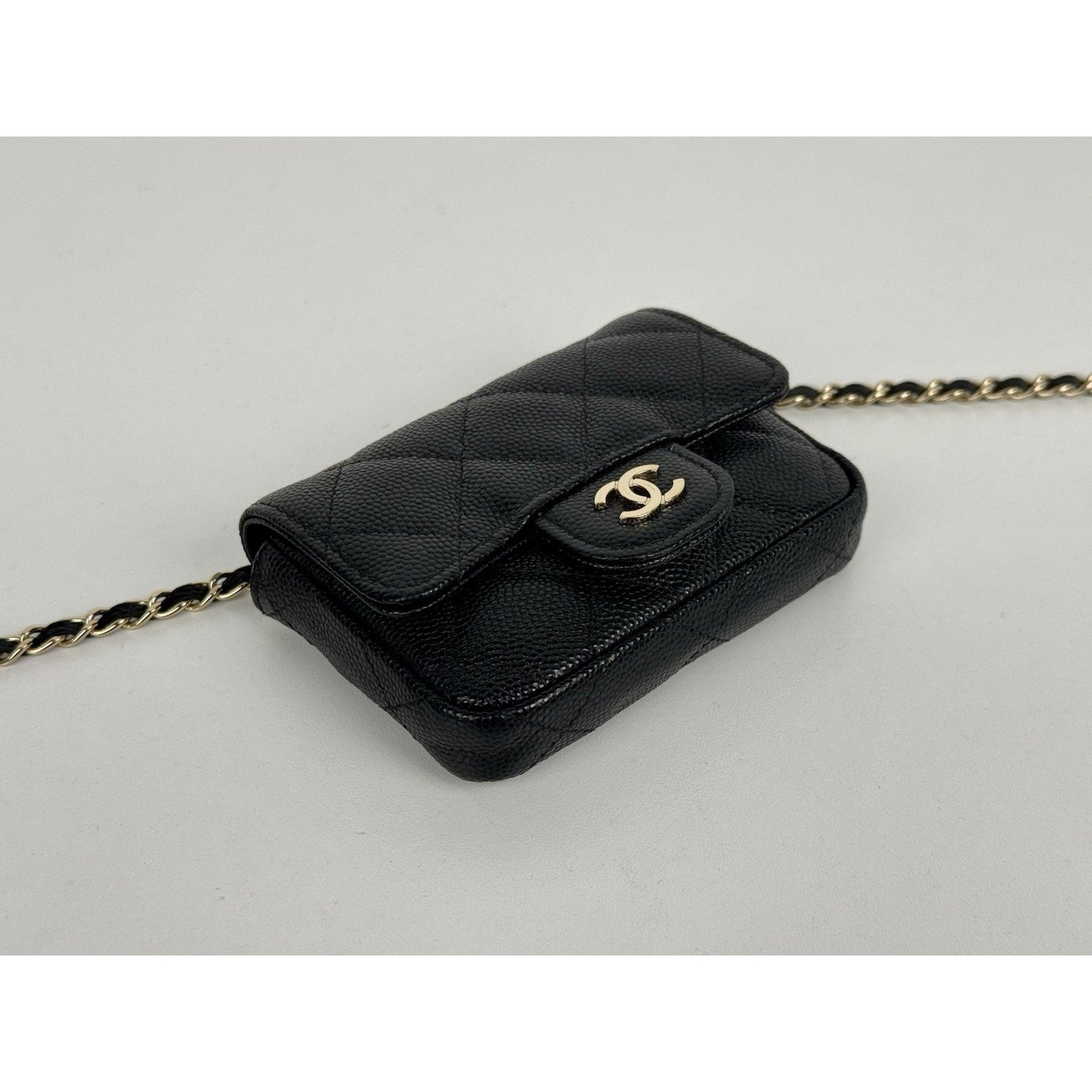 Chanel Classic Flap Chain Belt Bag Quilted Caviar Mini