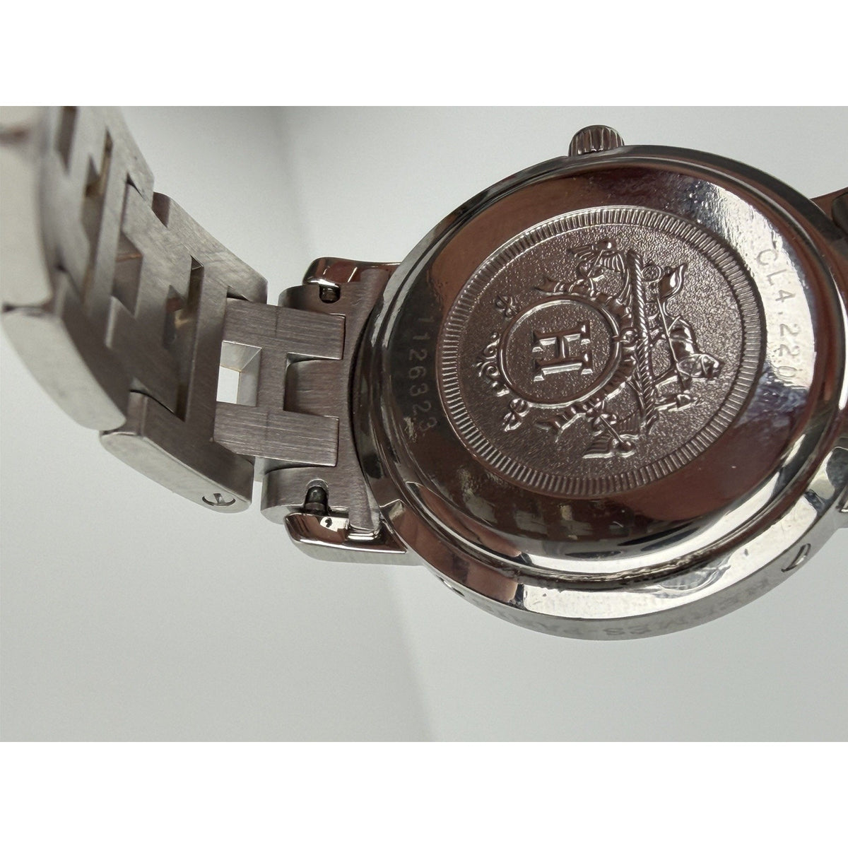 Hermes Two-Tone Stainless Steel Clipper Classique PM Watch with White Dial