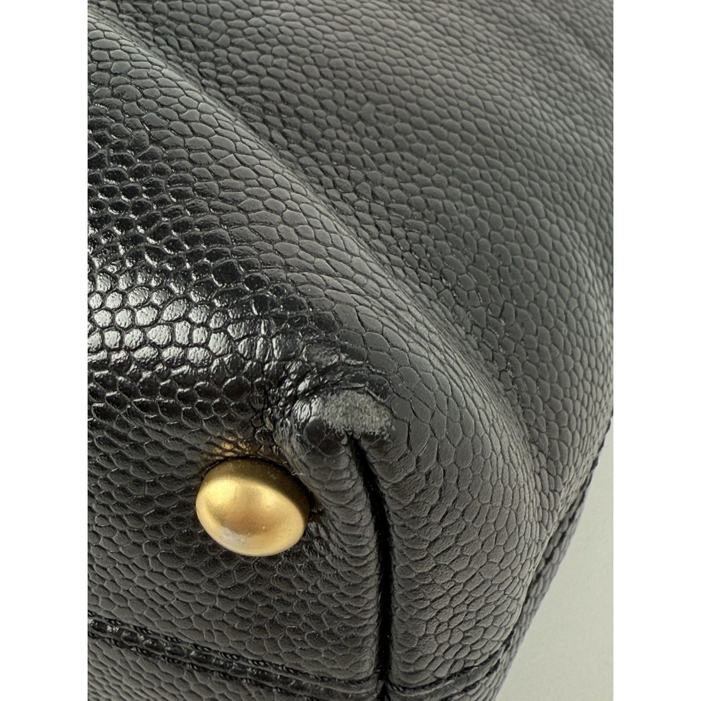 CHANEL Vintage CC Open Tote Black Caviar Leather Bag
