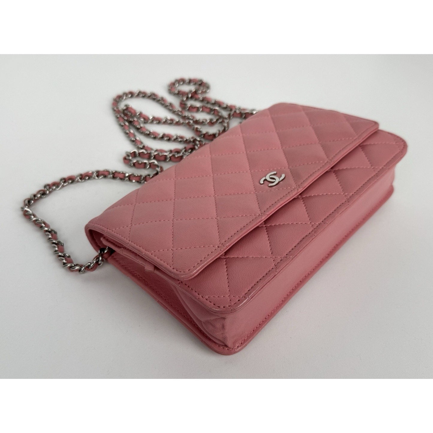 Chanel Wallet On Chain Pink Quilted Leather B-6