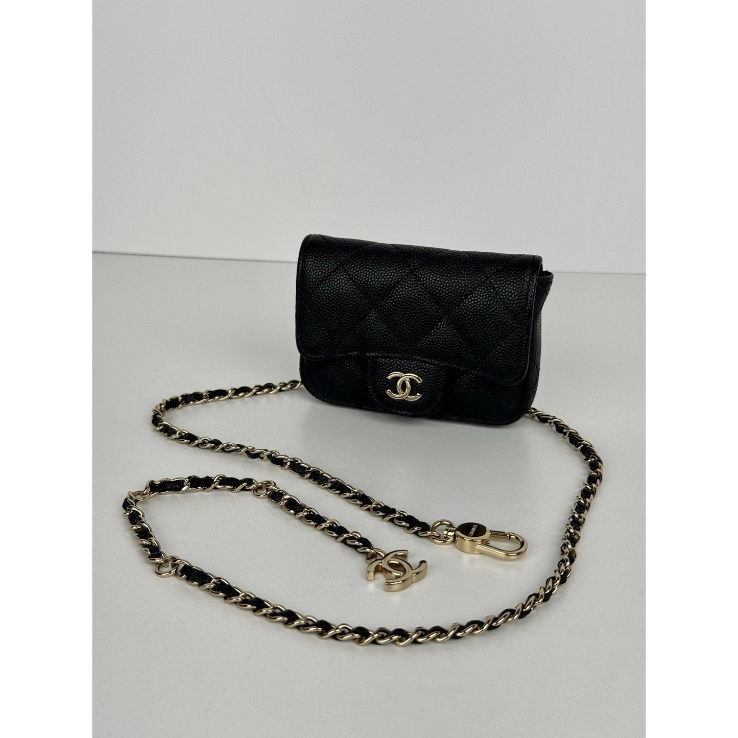 Chanel Classic Flap Chain Belt Bag Quilted Caviar Mini