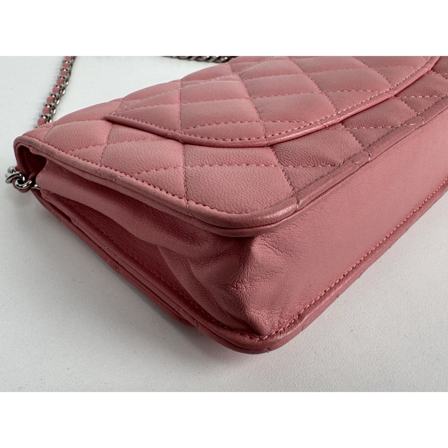 Chanel Wallet On Chain Pink Quilted Leather B-6