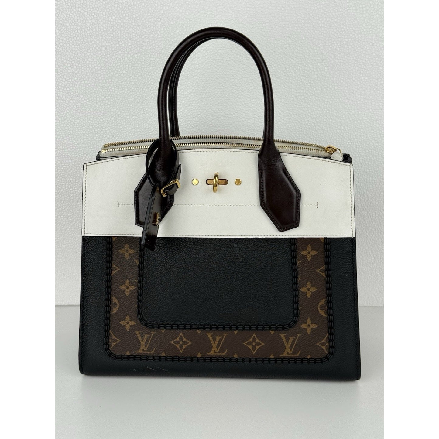 Louis Vuitton City Steamer Mm Monogram Black & White Shoulder Bag