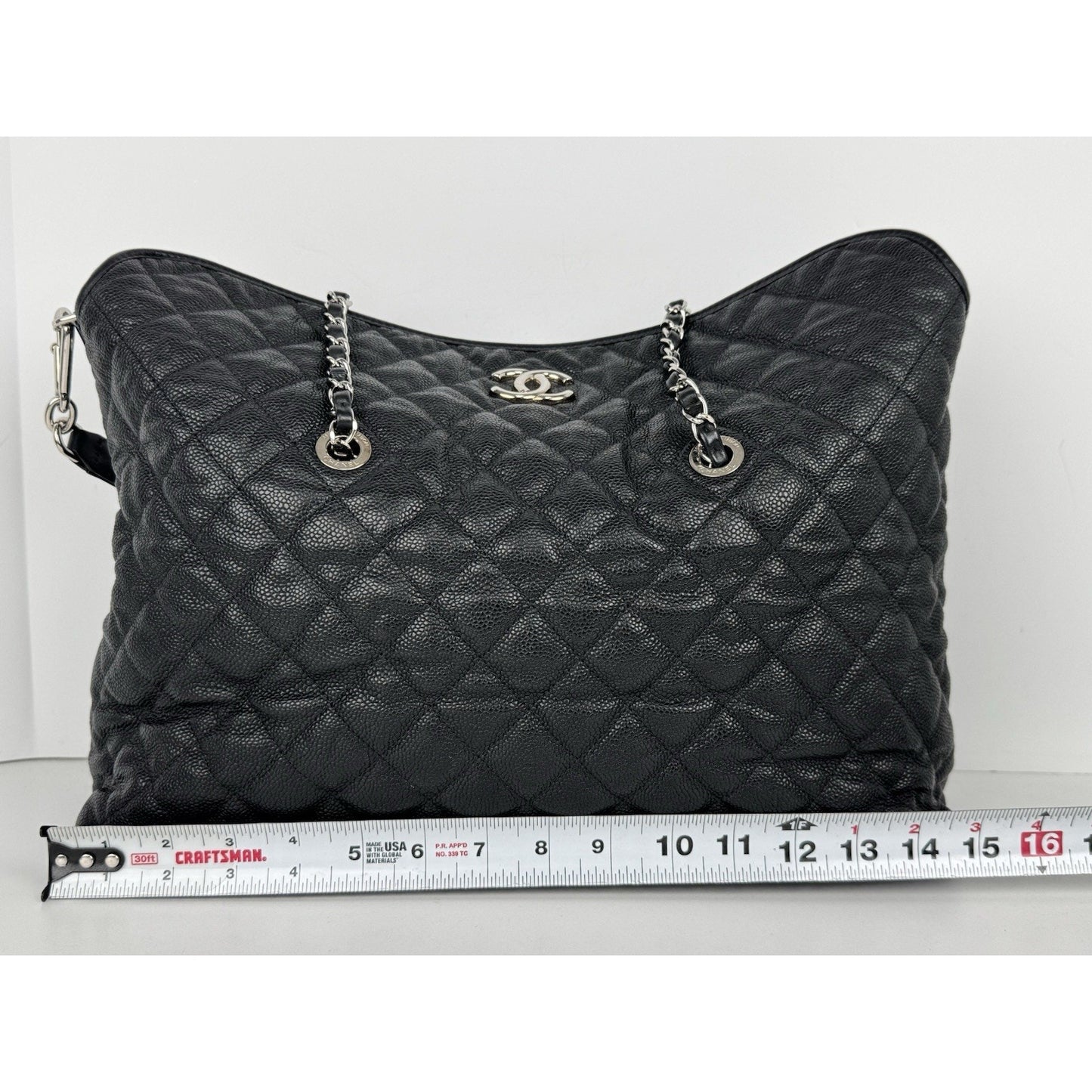 Chanel French Riviera Hobo Caviar Leather Black B-6