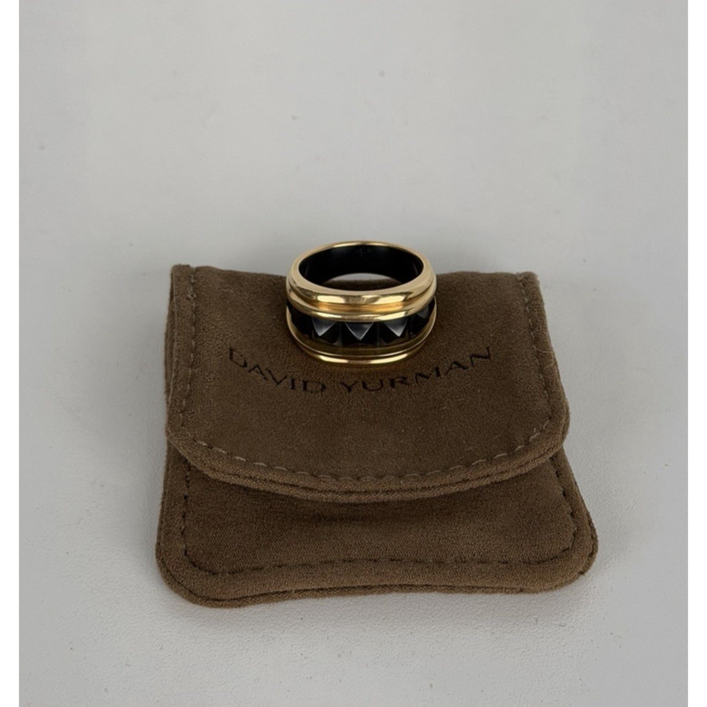 David Yurman Men's Pyramid Signet Ring in Black Titanium with 18K Yellow Gold