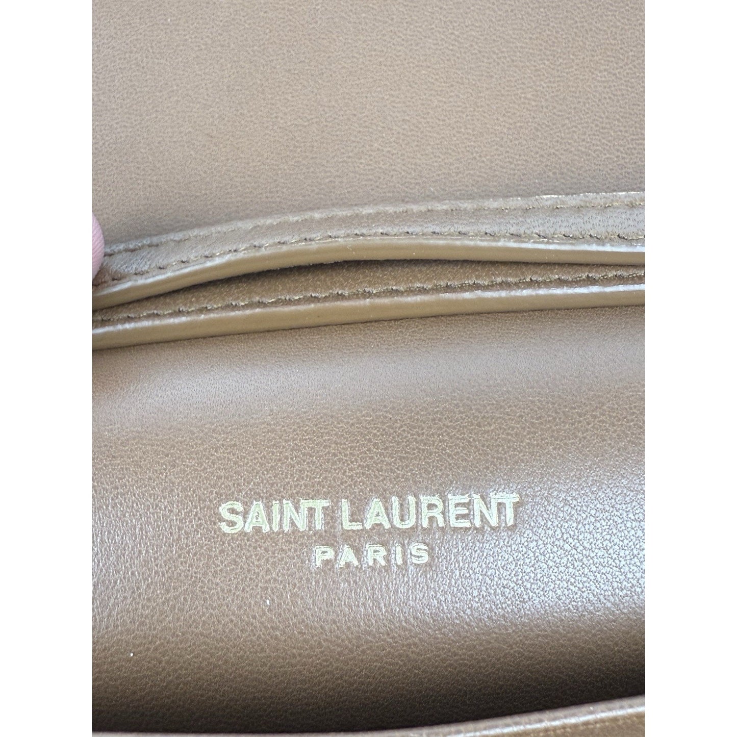 Saint Laurent Cassandre Quiltted Chain Strap Crossbody Women's Bag Brown