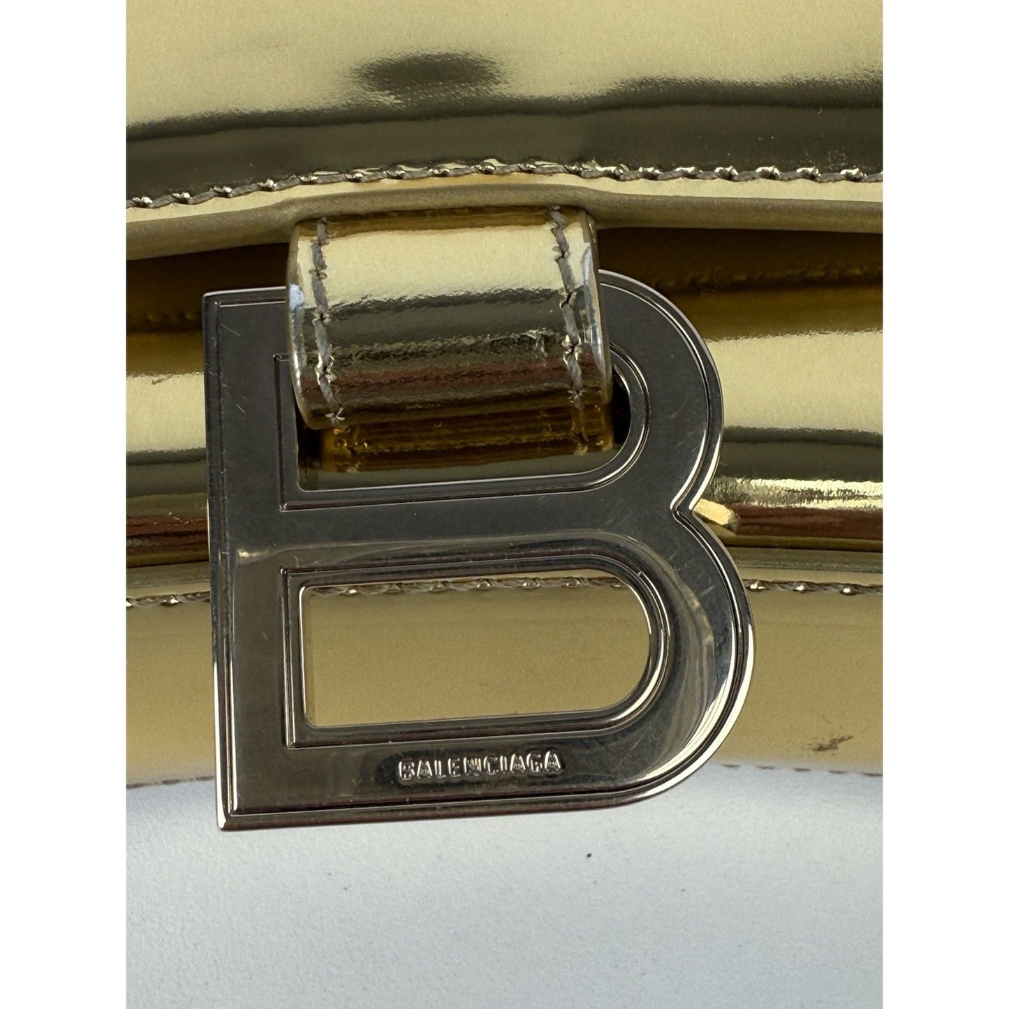BALENCIAGA Hourglass Mirror Wallet On Chain Bag in Gold