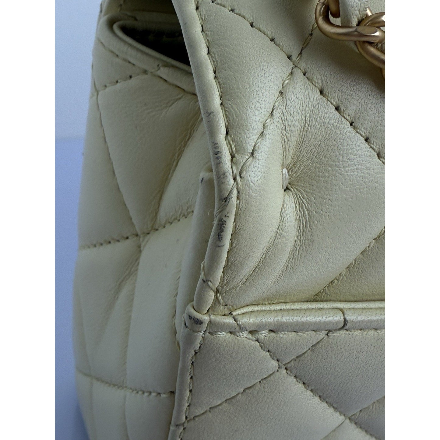 CHANEL Crush Quilted Leather Mini Top Handle Flap Bag in Yellow