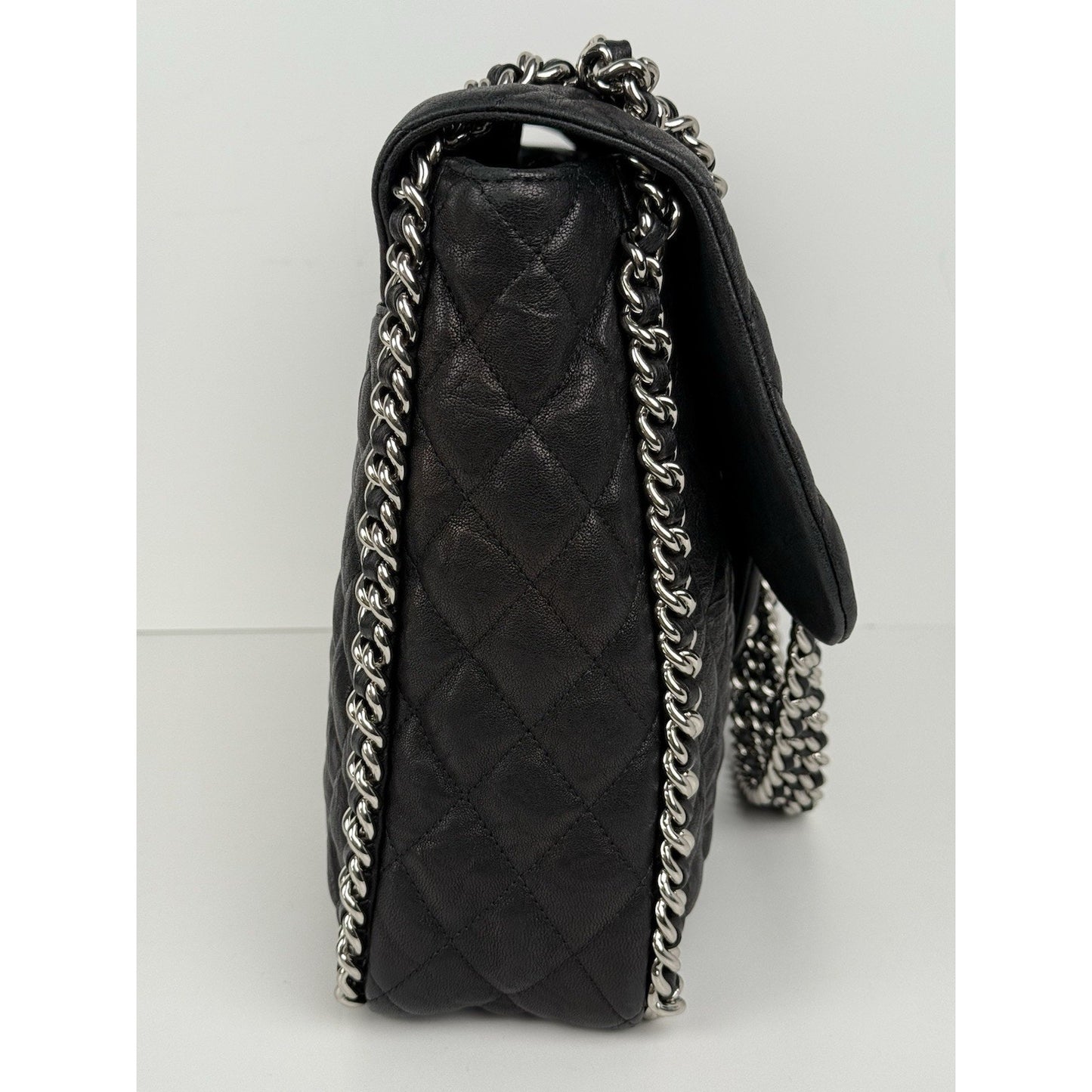 Chanel Paris-Dallas Maxi Chain Around Flap Bag Quilted Black Leather