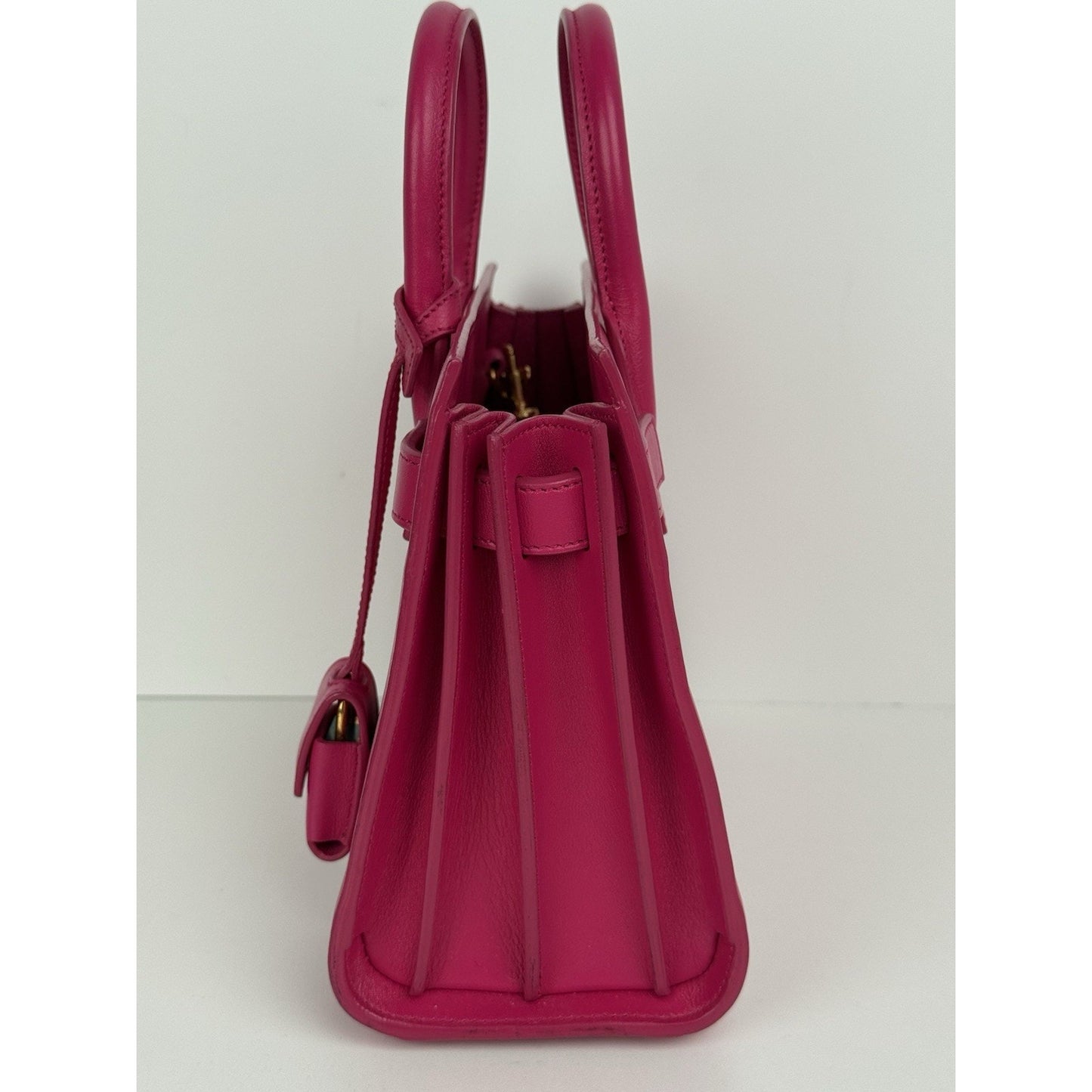 SAINT LAURENT Pink Leather Sac de jour Nano Women's Bag with Shoulder Strap