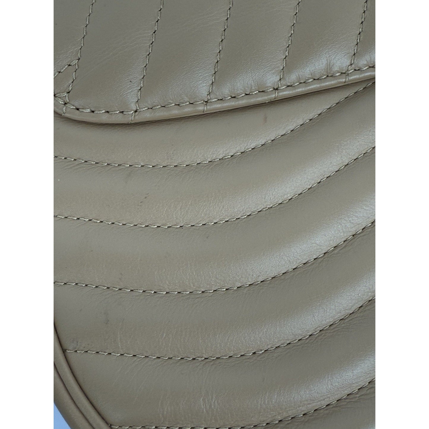 LOUIS VUITTON Beige Leather New Wave Chain Strap MM Noisette Shoulder Bag