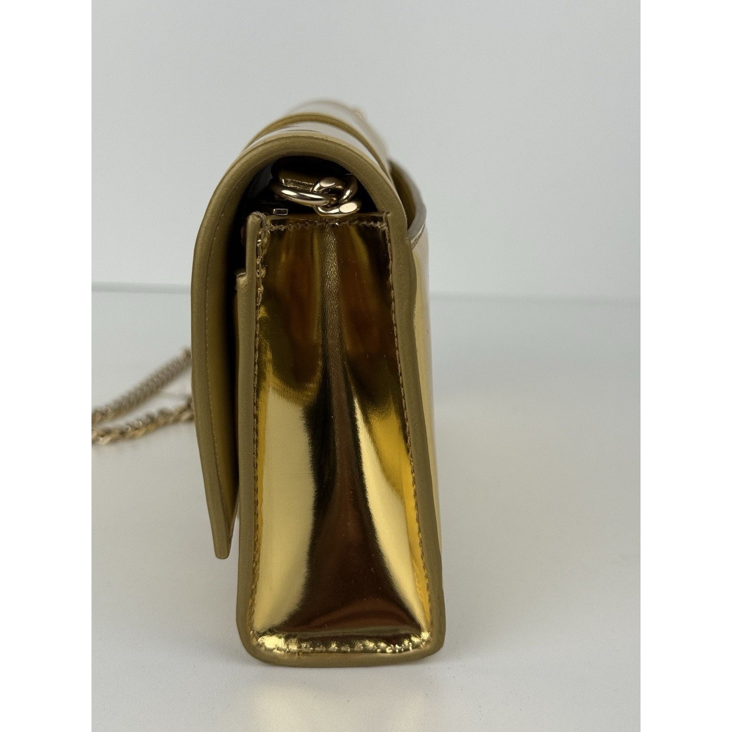 BALENCIAGA Hourglass Mirror Wallet On Chain Bag in Gold