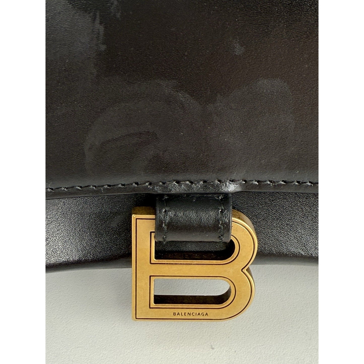 Balenciaga Hourglass Black Leather Top Handle Women's Bag