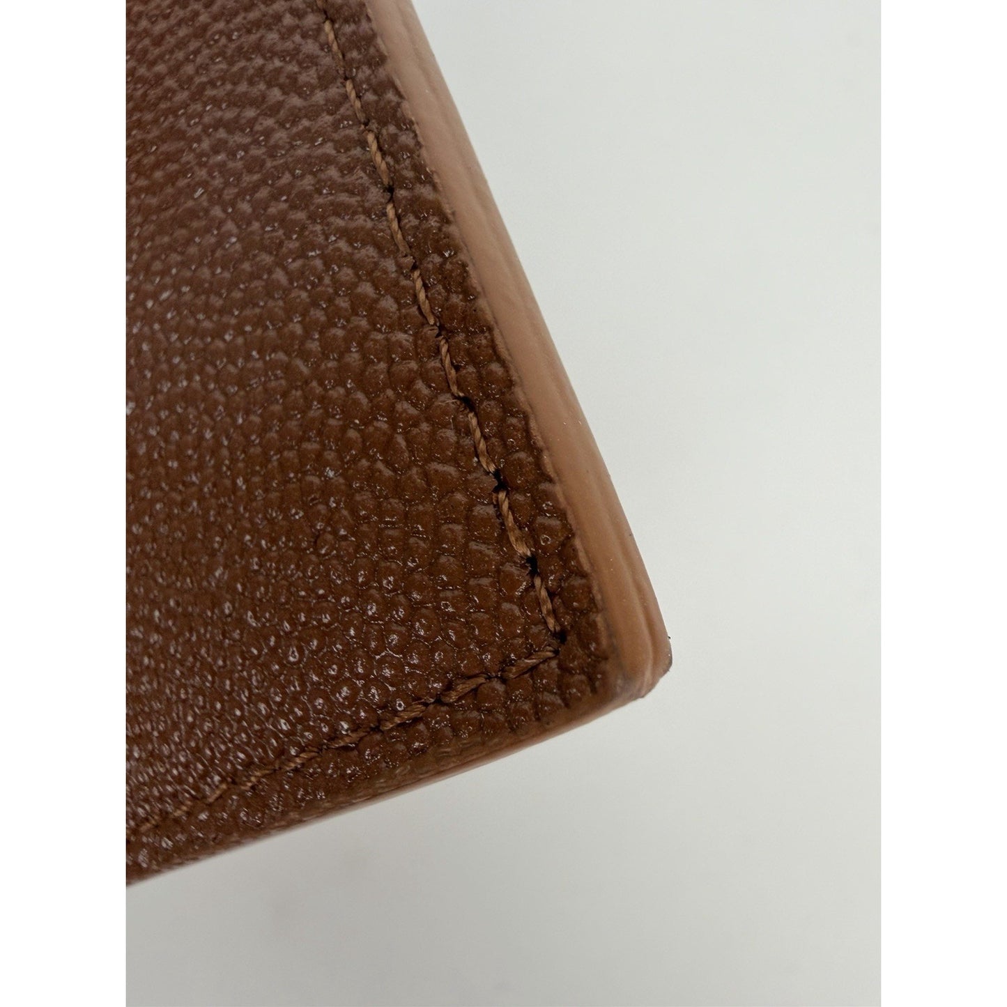 Saint Laurent Uptown Pouch Brown Grained Calfskin Leather YSL Monogram K2
