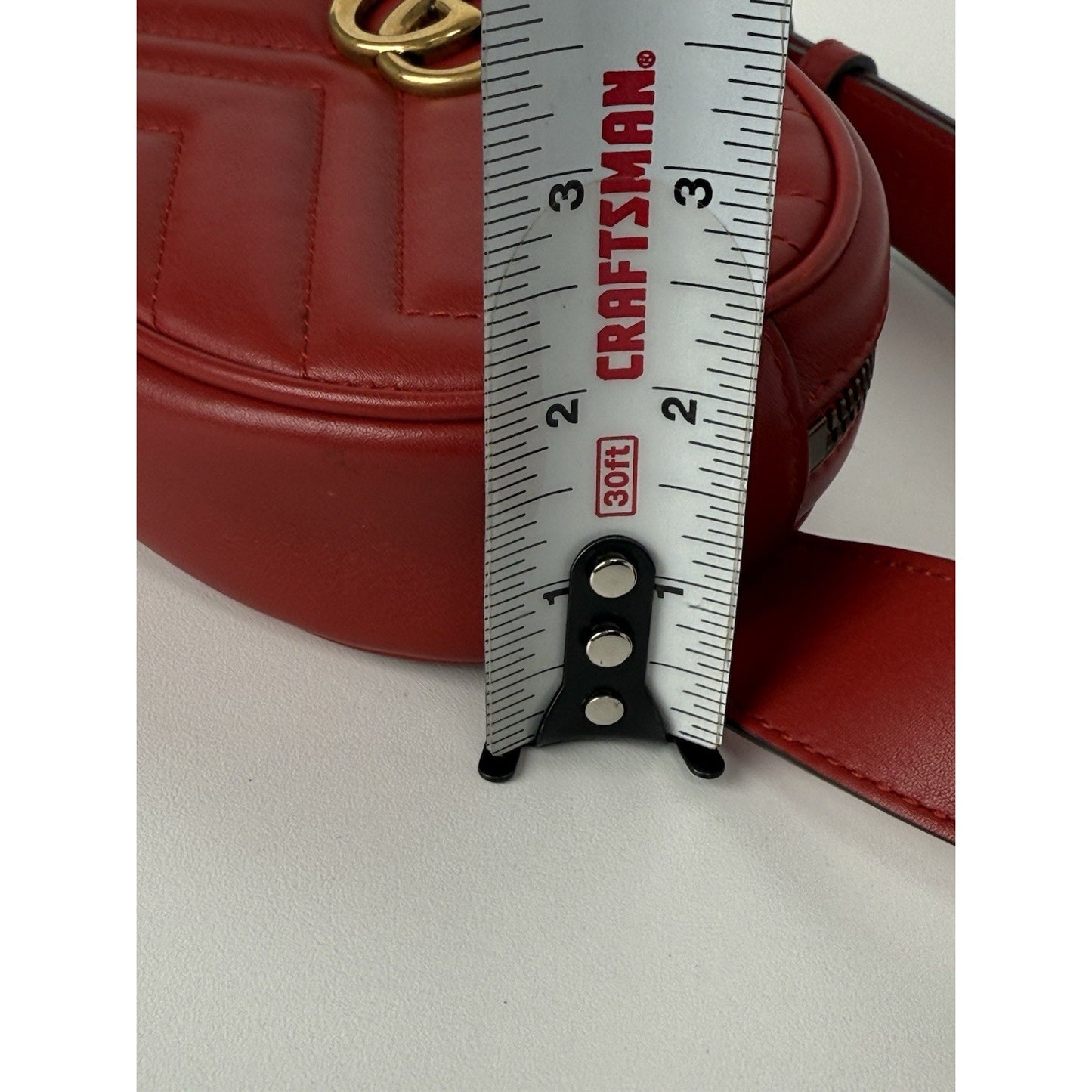 Gucci Marmont Red Leather Interlocking G Oval Belt Bag 75/30