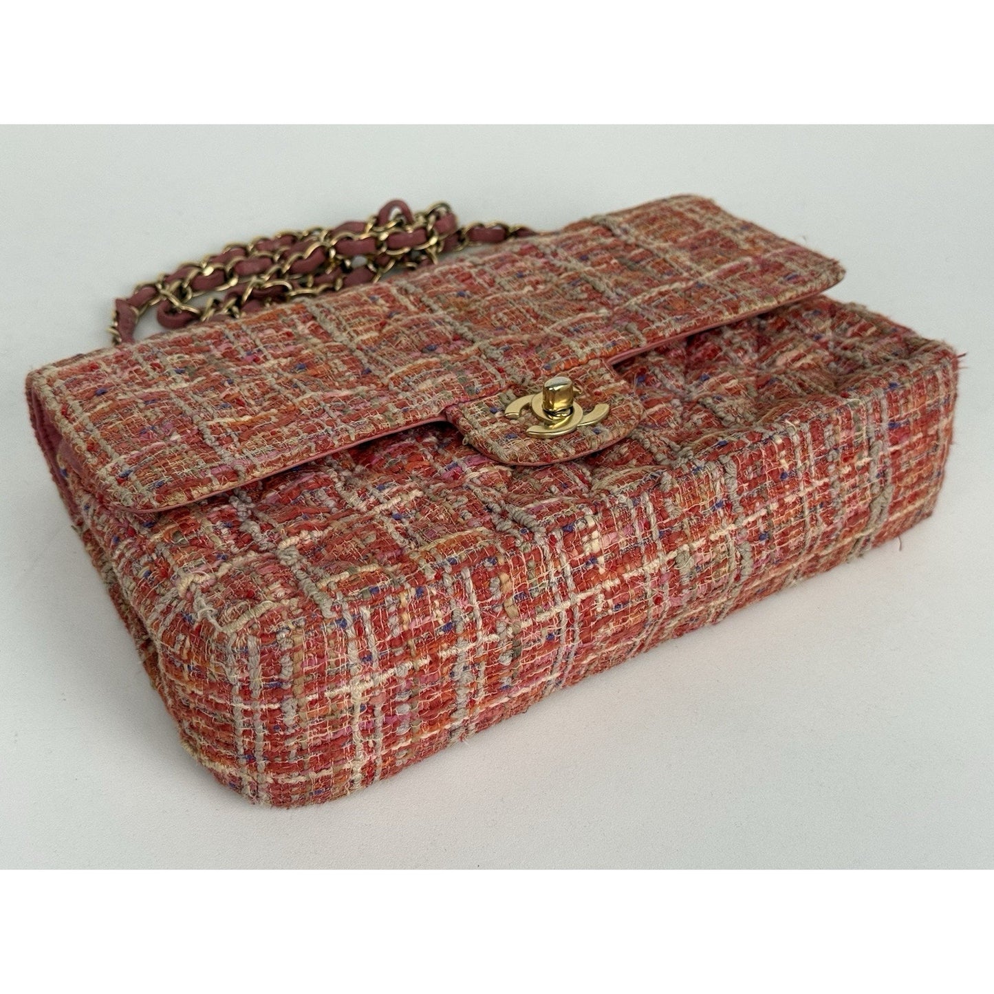 Chanel Classic Medium Multicolor Tweed Double Flap Shoulder Bag B-5