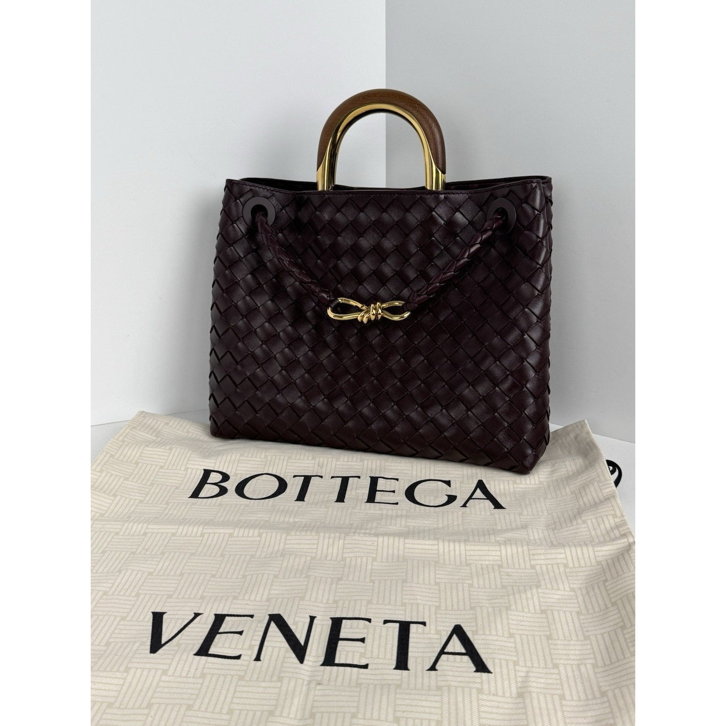 Bottega Veneta Intrecciato Leather Top Handle Bag – Burgundy Gold Hardware C-1