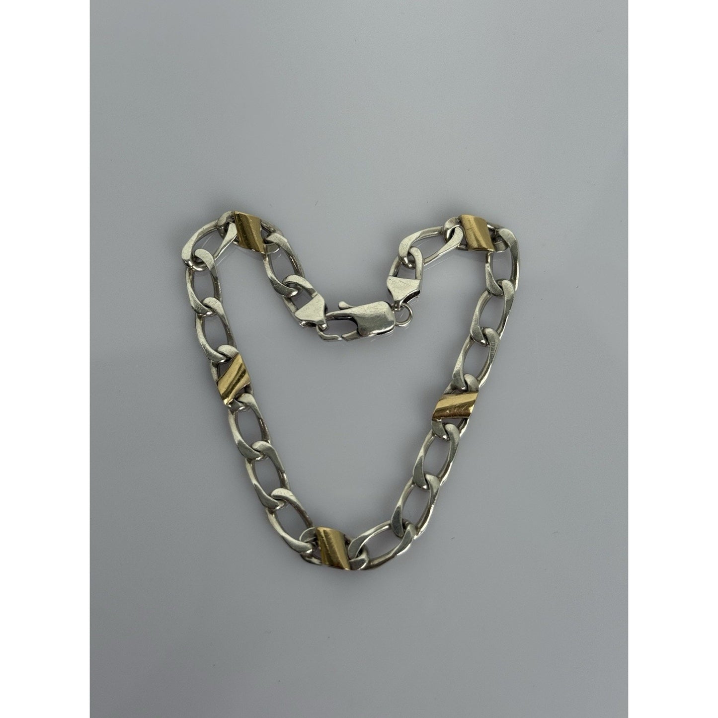 Tiffany & Co. Two Tone 18K Yellow Gold & Sterling Silver Cuban Link Bracelet 7.5