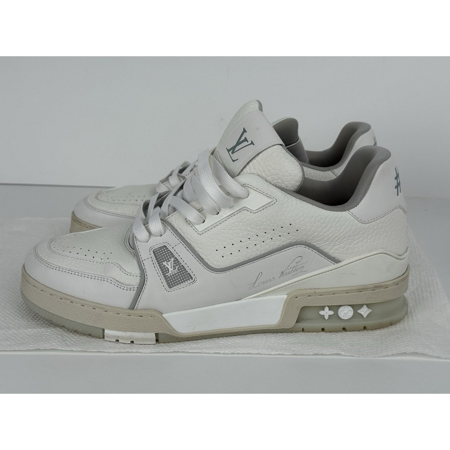 Louis Vuitton LV Trainer White Leather Men's Sneakers Size 9
