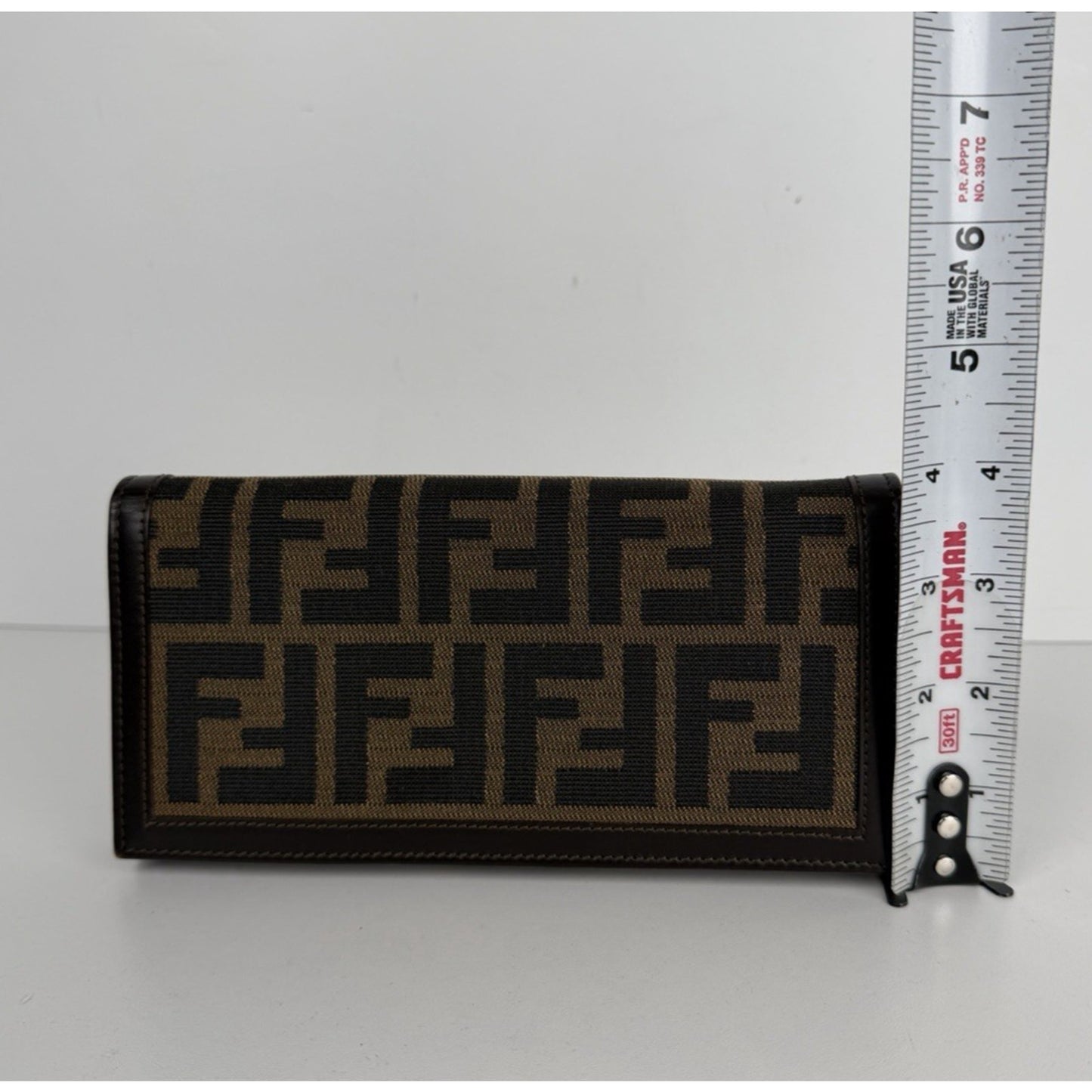 Fendi Zucca Long Vintage Wallet in Brown FF Monogram Canvas with Leather Trim K2