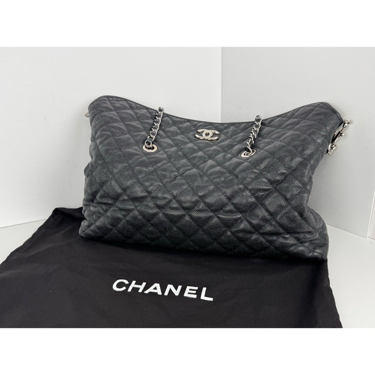 Chanel French Riviera Hobo Caviar Leather Black B-6