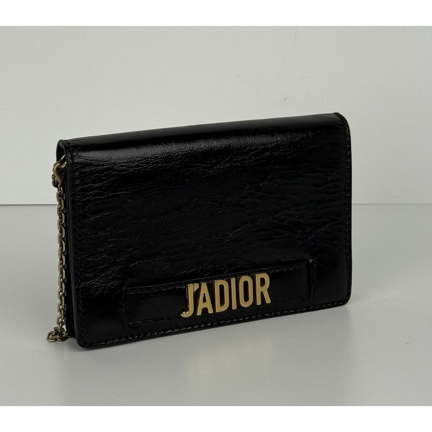 Christian Dior Black Calfskin Leather J'ADIOR Wallet on Chain Clutch Bag