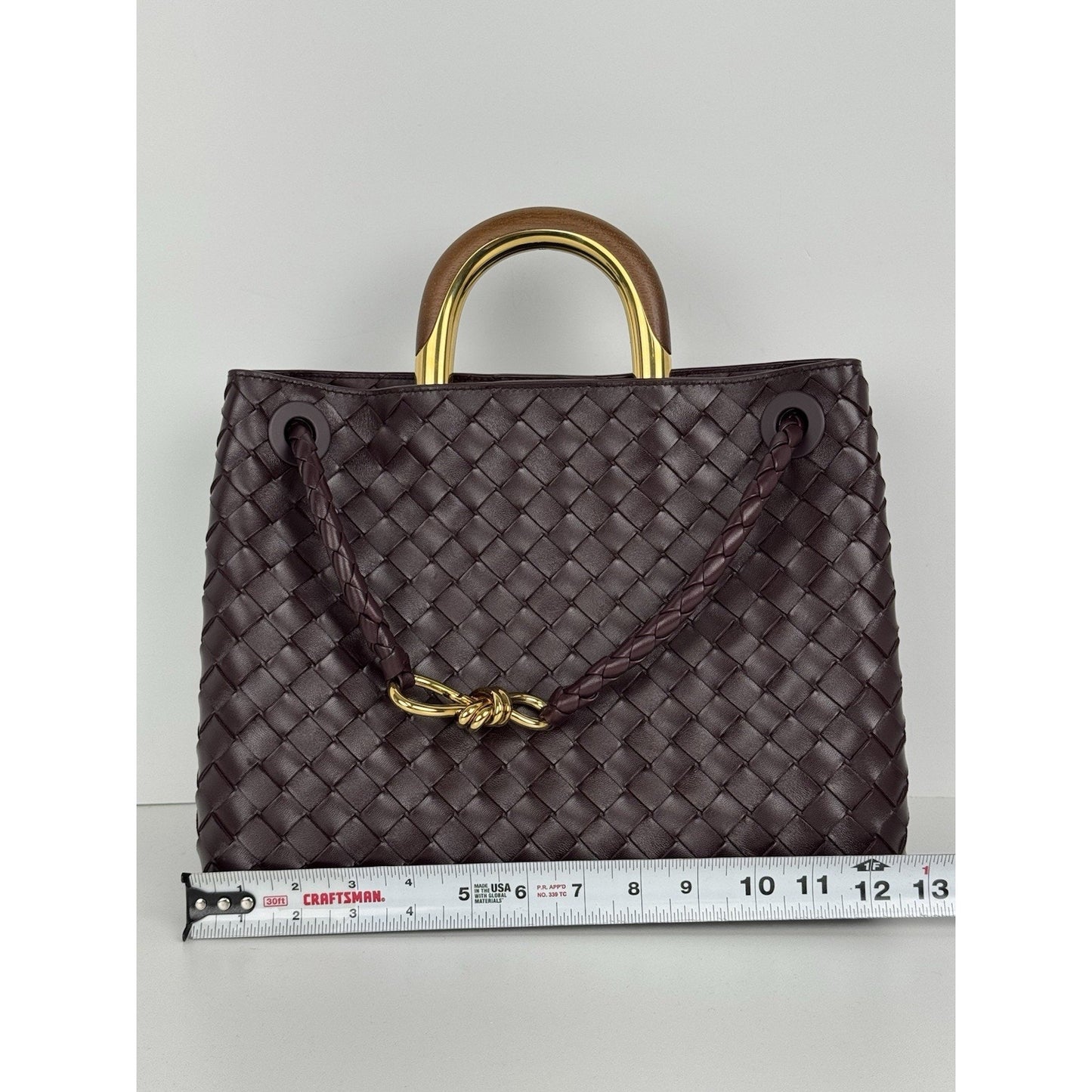 Bottega Veneta Intrecciato Leather Top Handle Bag – Burgundy Gold Hardware C-1