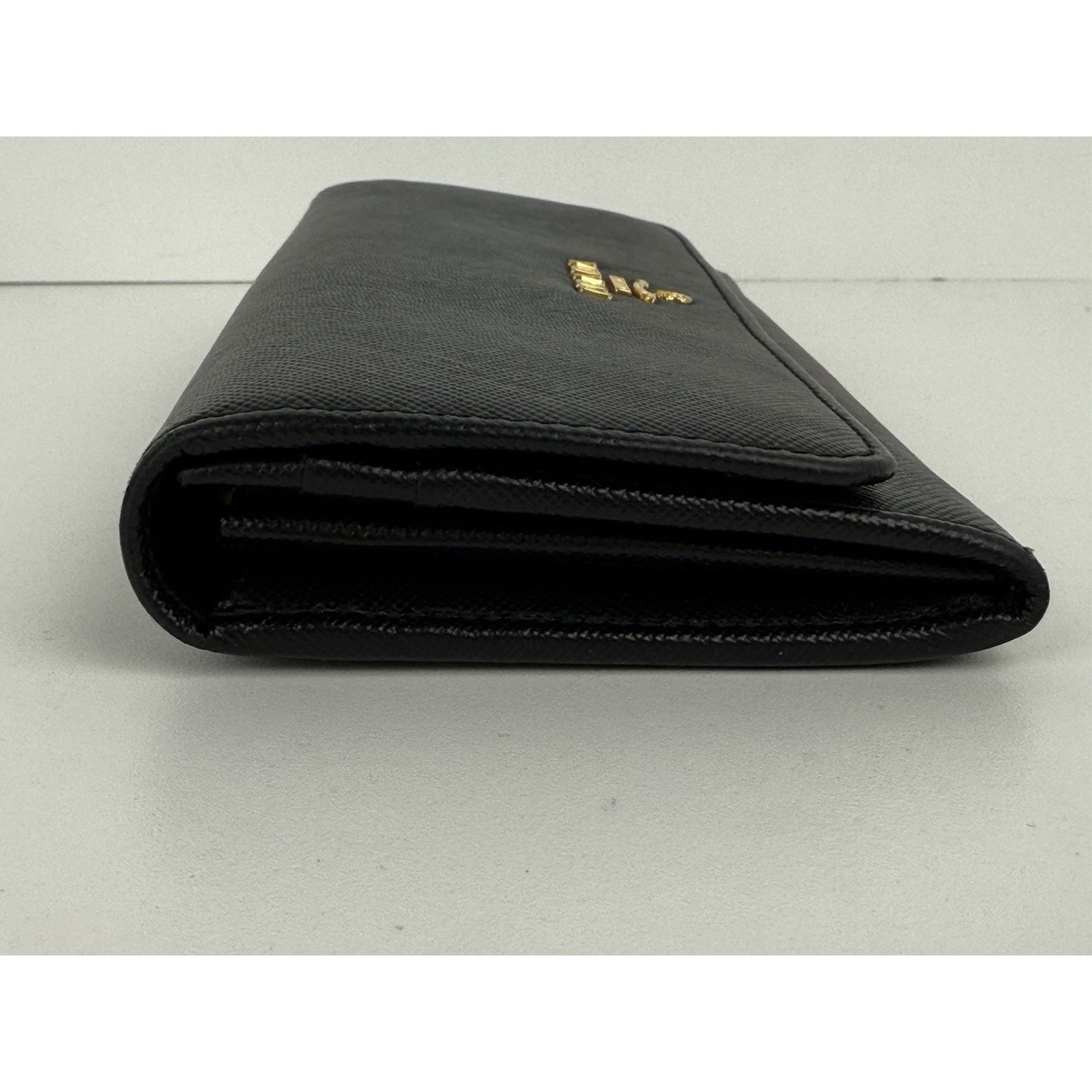 PRADA Black Leather Long Wallet