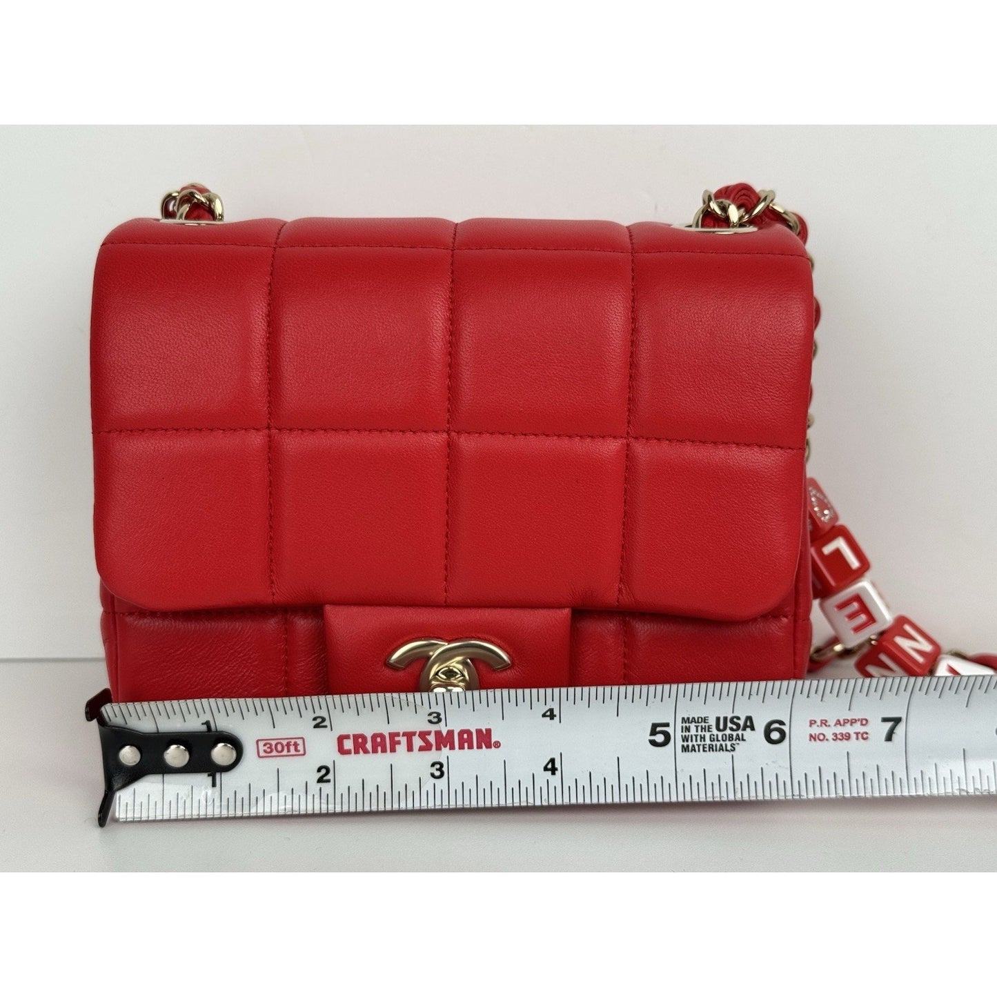 Chanel Lambskin Resin Crystal Square Quilted Monacoco Mini Flap Red C-6