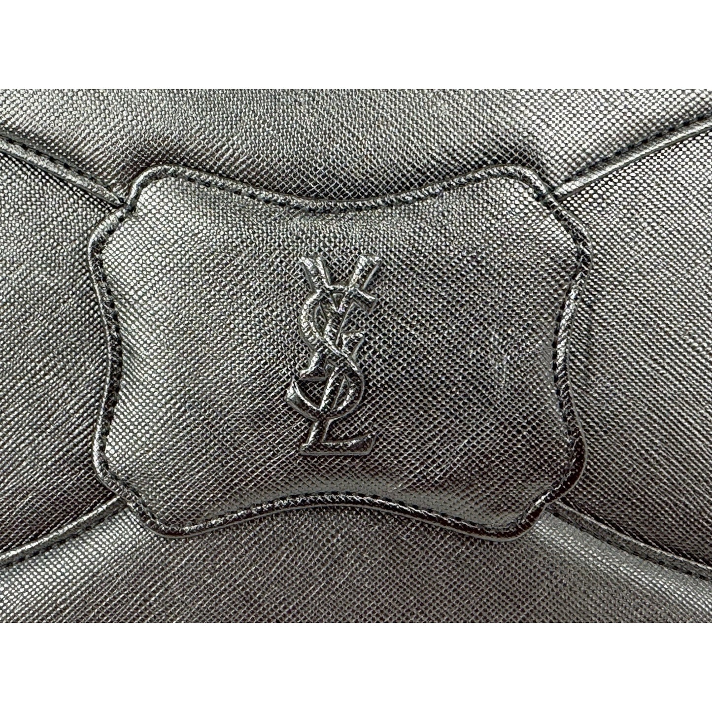 Yves Saint Laurent YSL Black Textured Leather Gold-Tone Flap Clutch Bag C-5