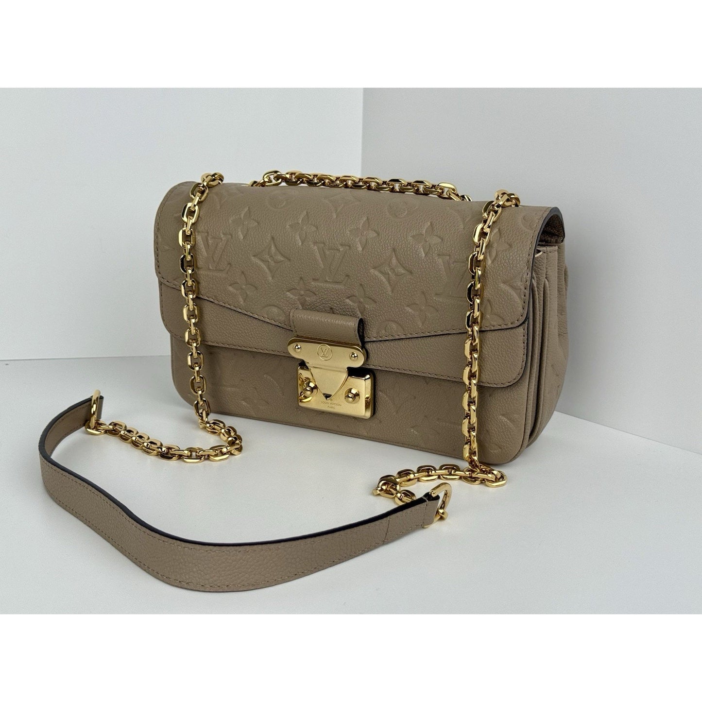 LOUIS VUITTON LV GHW Marceau Momogram Empreinte Beige Leather Shoulder Bag