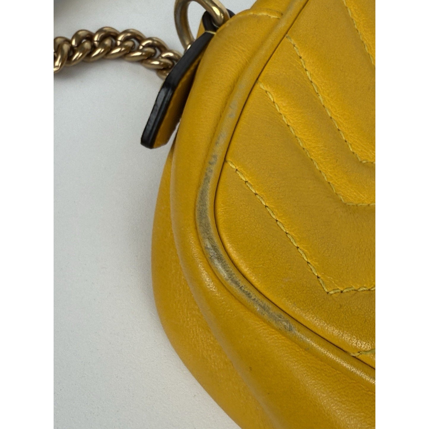 Gucci Mini Marmont Matelassé Yellow Leather Shoulder Bag