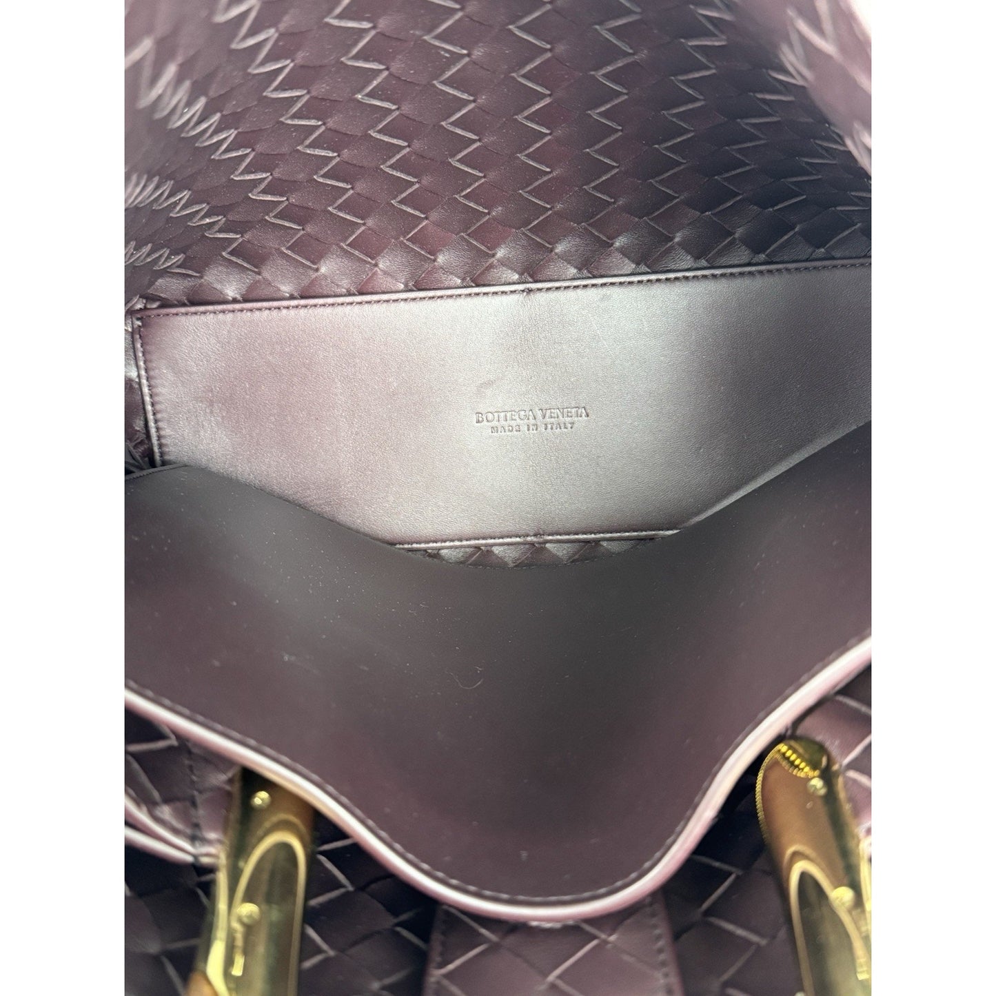 Bottega Veneta Intrecciato Leather Top Handle Bag – Burgundy Gold Hardware C-1