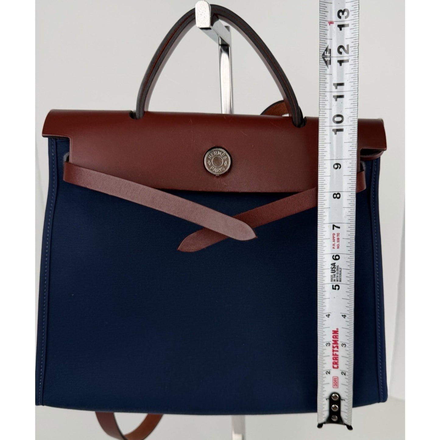 Hermes Herbag Zip 31 Bag Blue Marine Canvas with Vache Hunter Leather 2015 D2