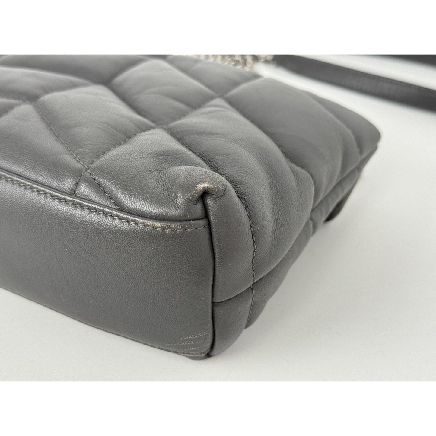 Saint Laurent Lou Puffer Medium Quilted Leather Grey Shoulder Bag