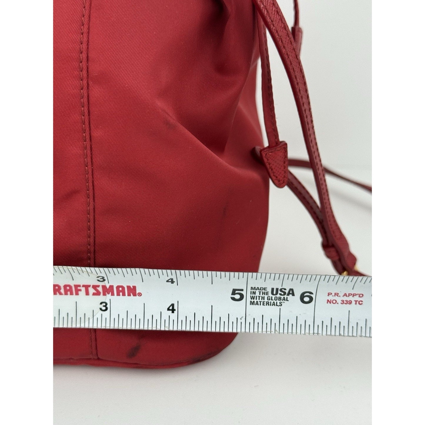 Prada Re-Nylon Alabastro Red Saffiano Duet Bucket Backpack